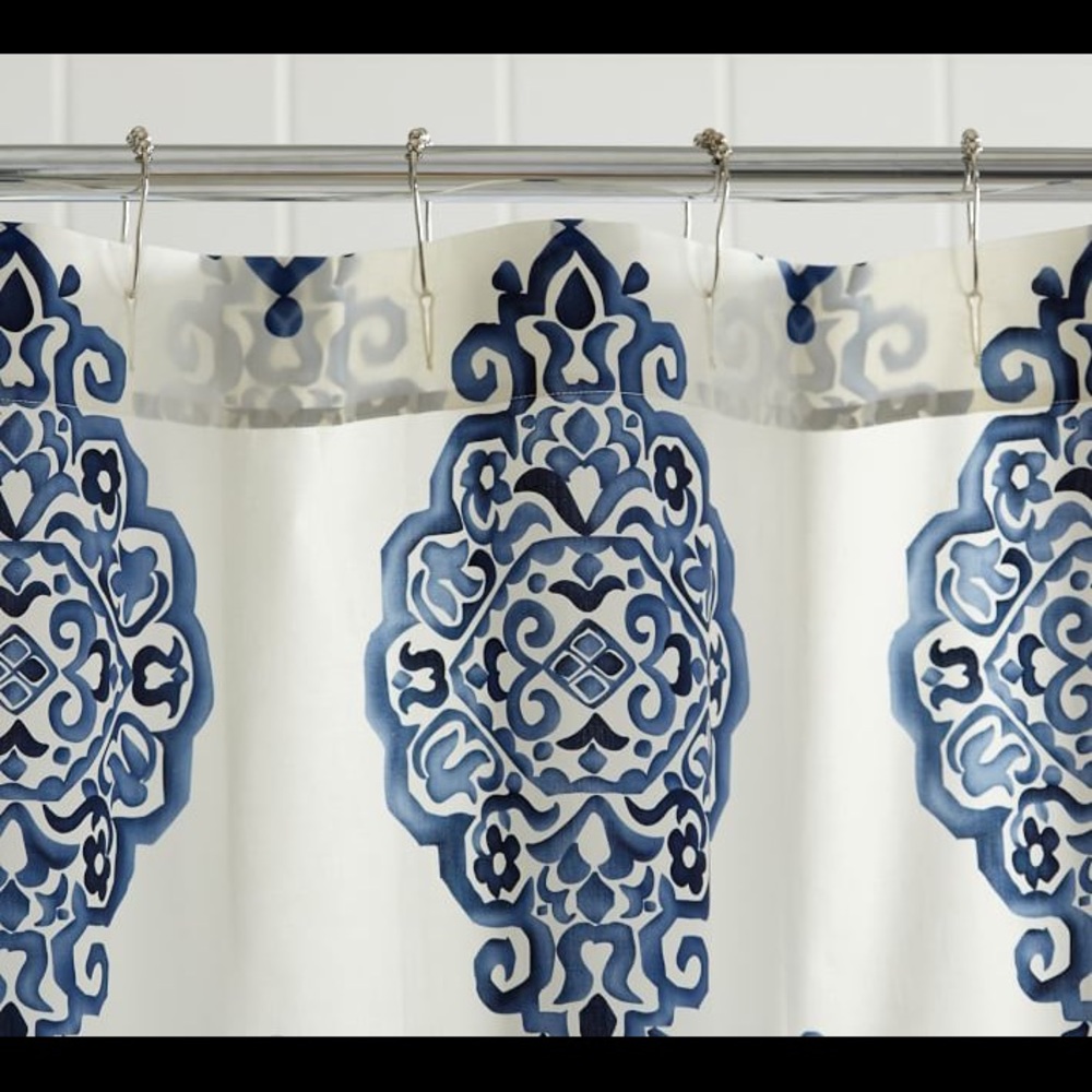 Blue Asher organic shower curtain